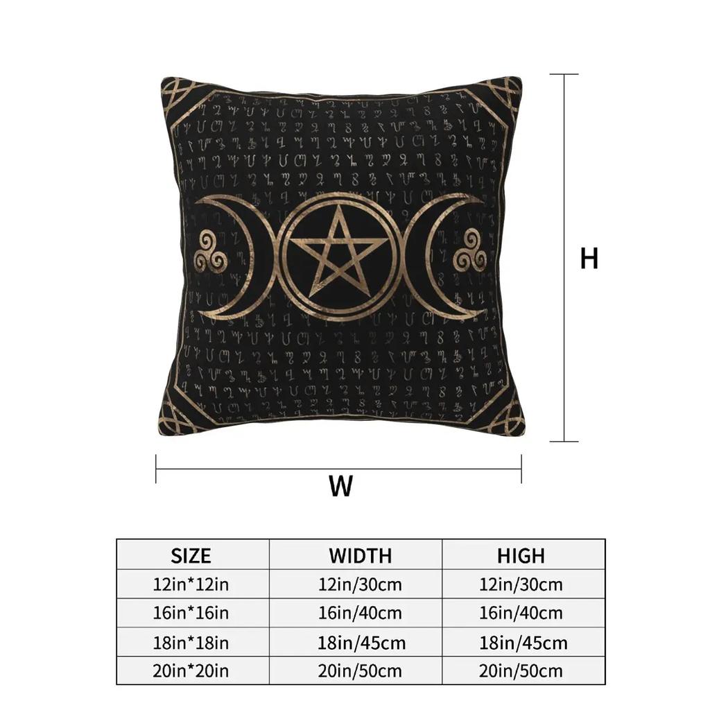 Triple Moon With Triskelion Pentagram Pagan Wiccan 2 Pcs Square Pillowcase Pillow Cover Cushion Comfort Throw Pillow For Home