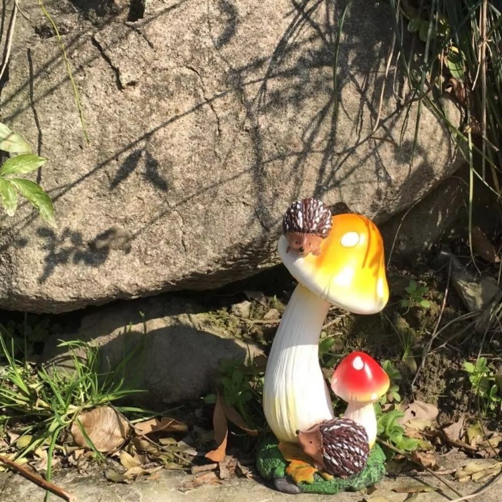 Simulation Pastoral Hedgehog Mushroom Ornaments Crafts Villa Courtyard Figurines Decoration