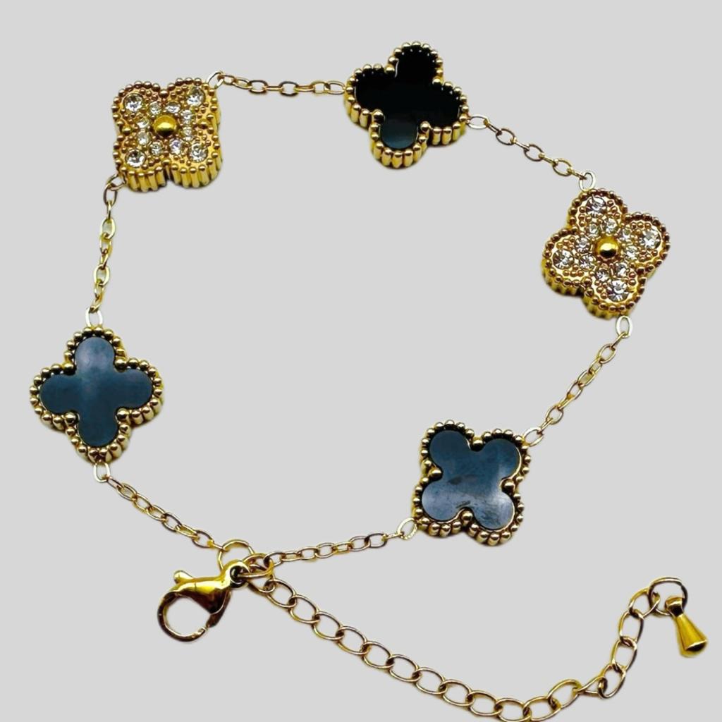 Titanium Steel Five Flowers Four Leaf Clover Bracelet Five Flowers Fashion 18k Ladies Necklace
