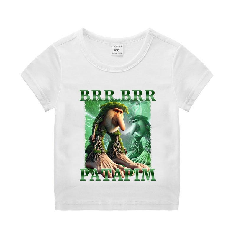 Итальянский Маразм Мальчик Девочка Хлопковая футболка Тунг Тунг Тунг Сахур Детская Летняя Одежда Смешной Мем Детские Топы с Коротким Рукавом Унисекс