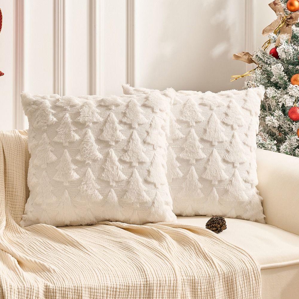 Soft Christmas Plush Pillowcase 3D Pattern Cushion Cover Comfortable Pillow Case Sofa/Bed