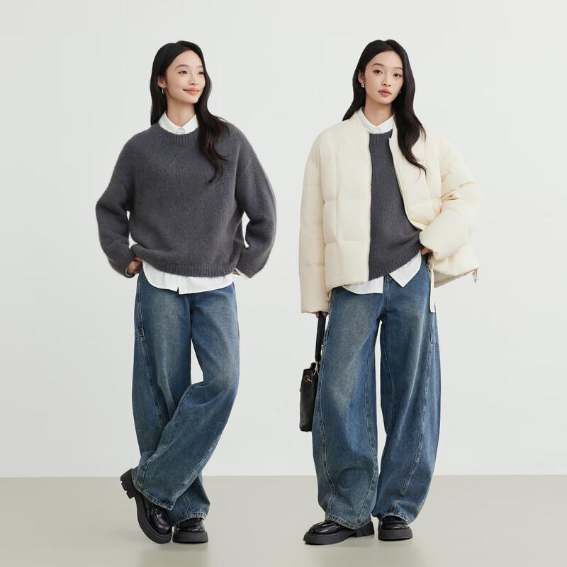 Elva' Island Женский утолщенный вязаный свитер с круглым вырезом