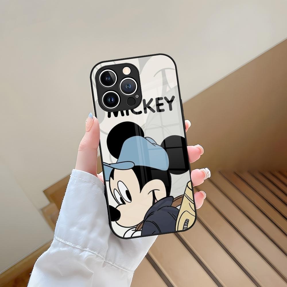 Чехол для телефона Микки Маус Закаленное стекло Для iPhone 13 15 14 12 11 Pro Max Plus Mini X XR XS 8 7 6s SE2020 Coque