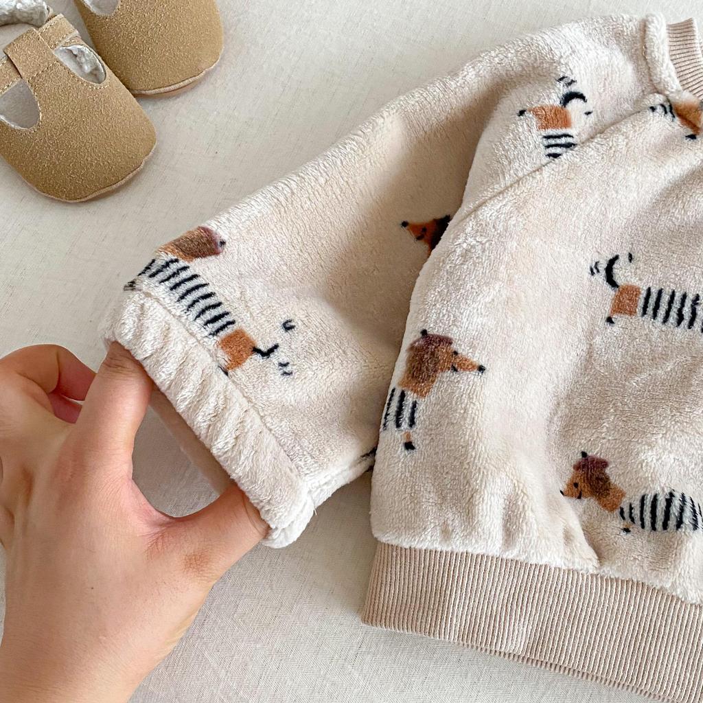 Детский мультяшный флисовый комплект - Зимняя толстовка и спортивные штаны для возраста 0-5 лет (AT198)