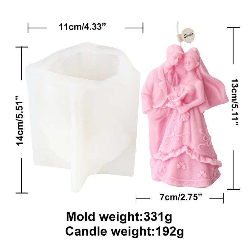 Lover Silicone Candle Mold Bride Groom Soap Resin Mould Gypsum Candle Making Tool Human Craft Molde De Vela Wedding Decor DIY Valentine's Day Gift