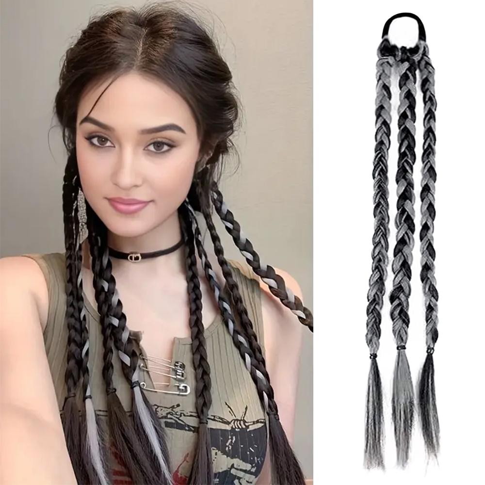 XINRAN 1 шт. синтетическая лента плетеные эластичные накладные волосы для хвоста длинные прямые косички парик для женщин косплей вечеринка одежда