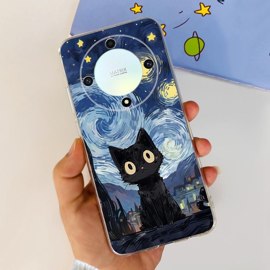 Чехол для Honor X9b 5G ALI-NX1 Популярный Цветок Мягкий Прозрачный Силиконовый TPU Чехол для Honor X9a RMO-NX1 HonorX9 ANY-NX1 Ударопрочный Funda