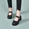 Platform Shoes Women's Spring Round Head Buckle Mary Jane Single Shoes First Layer Cowhide Muffin and Shallow Mouth Women's Shoes