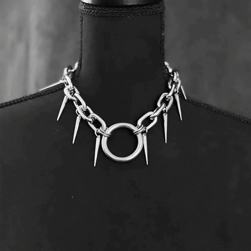 Geometric Rivet Necklace Ins Hip-Hop Punk Gothic Personality Neckchain Fashionable Trendy Men Women Jewelry Accessories