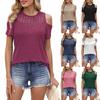 Женская модная повседневная однотонная футболка с круглым вырезом и короткими рукавами свободного кроя
