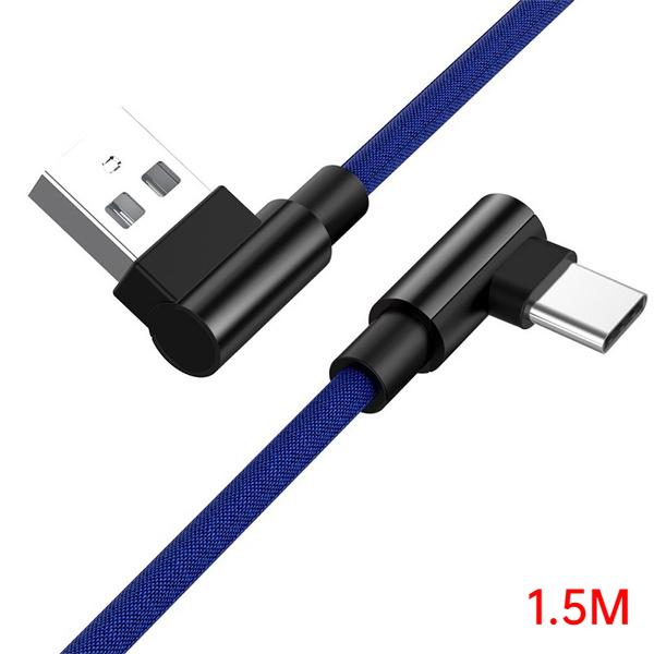 Разъем под углом 90 градусов Не спутывающийся телефонный кабель Micro USB Type C Быстрое зарядное устройство для зарядки Нейлоновый шнур Провод