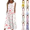Women's Casual Printed Dresses Round Neck Basic Classic Outdoor Daily Sleeveless Loose Dresses