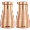 Copper Water Pot | Bedside Carafe with Glass Lining | 950 Ml (Set of 2)