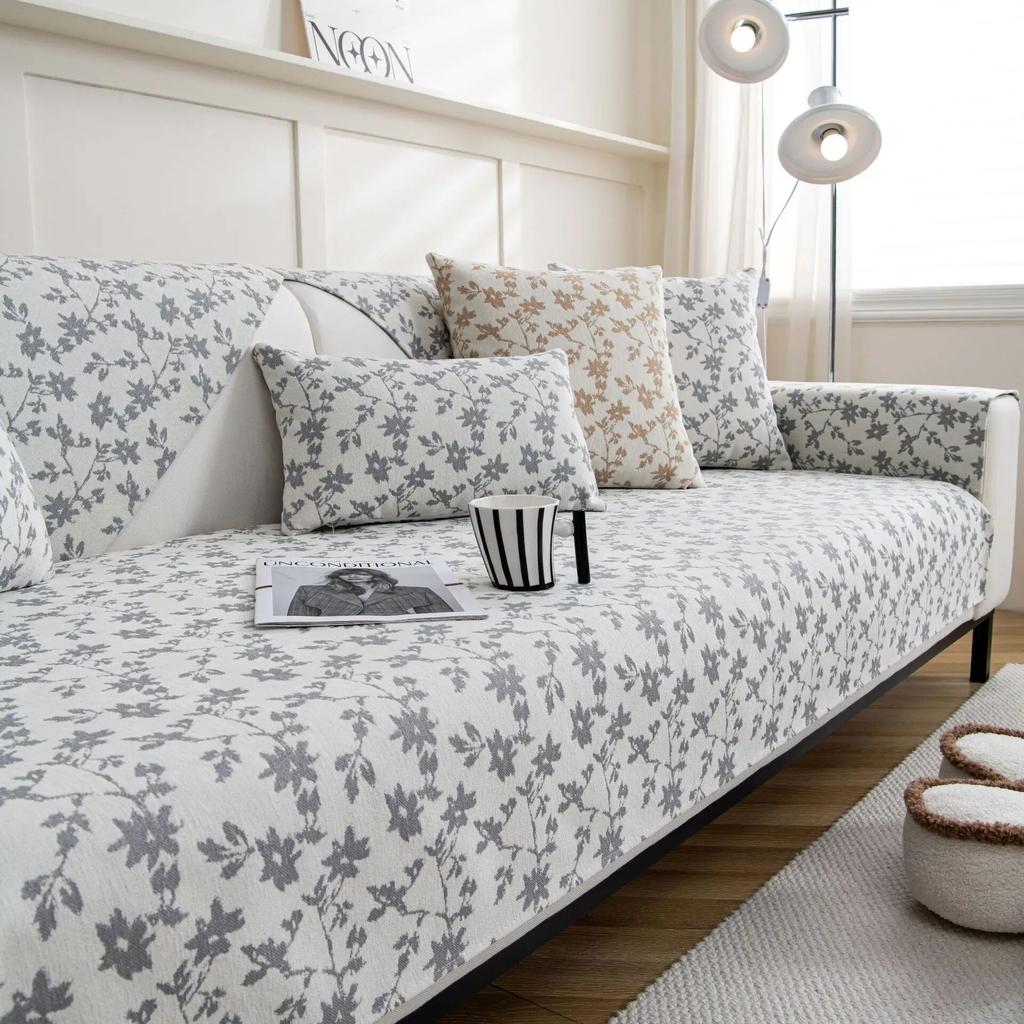 Gardenia Jacquard Sofa Cushion for Living Room Nordic Sofa Cover Chenille Non-slip Couch Cover Sofa Towel Home Protection