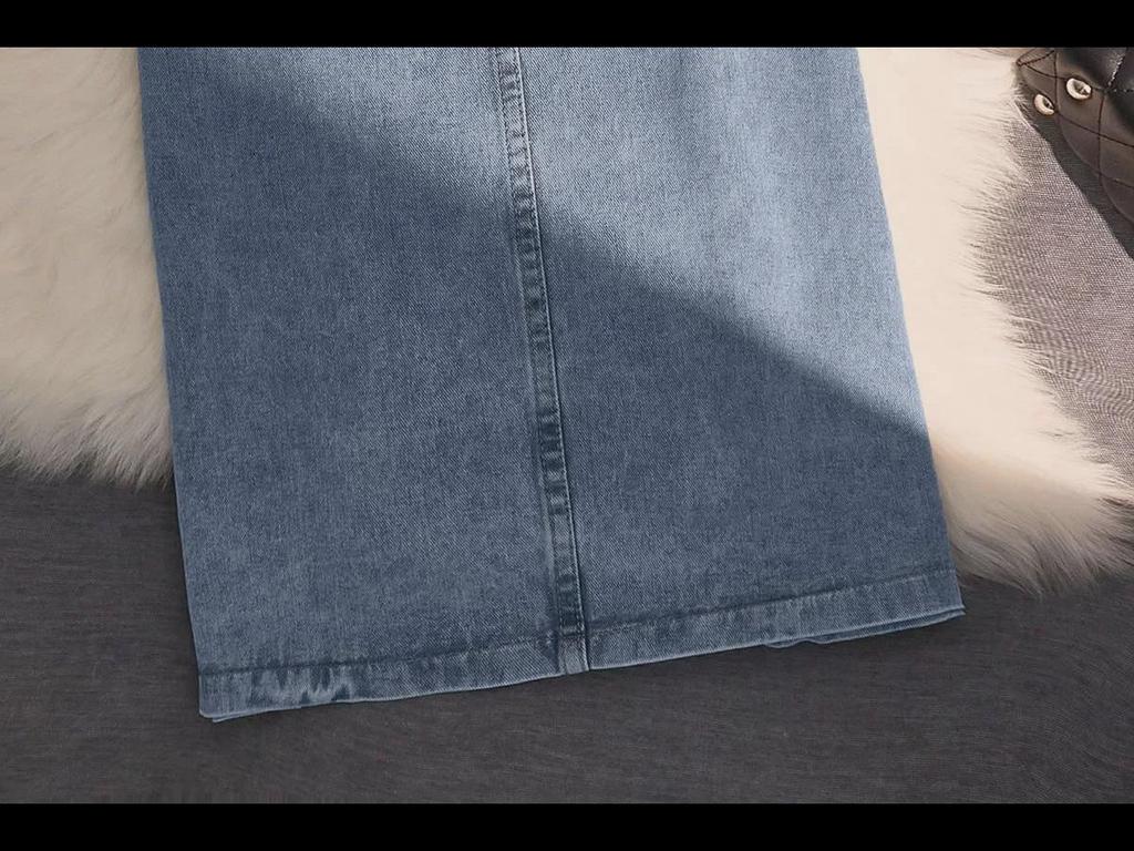 Летняя женская джинсовая юбка средней длины с высокой талией и разрезом сбоку, 2022 г.