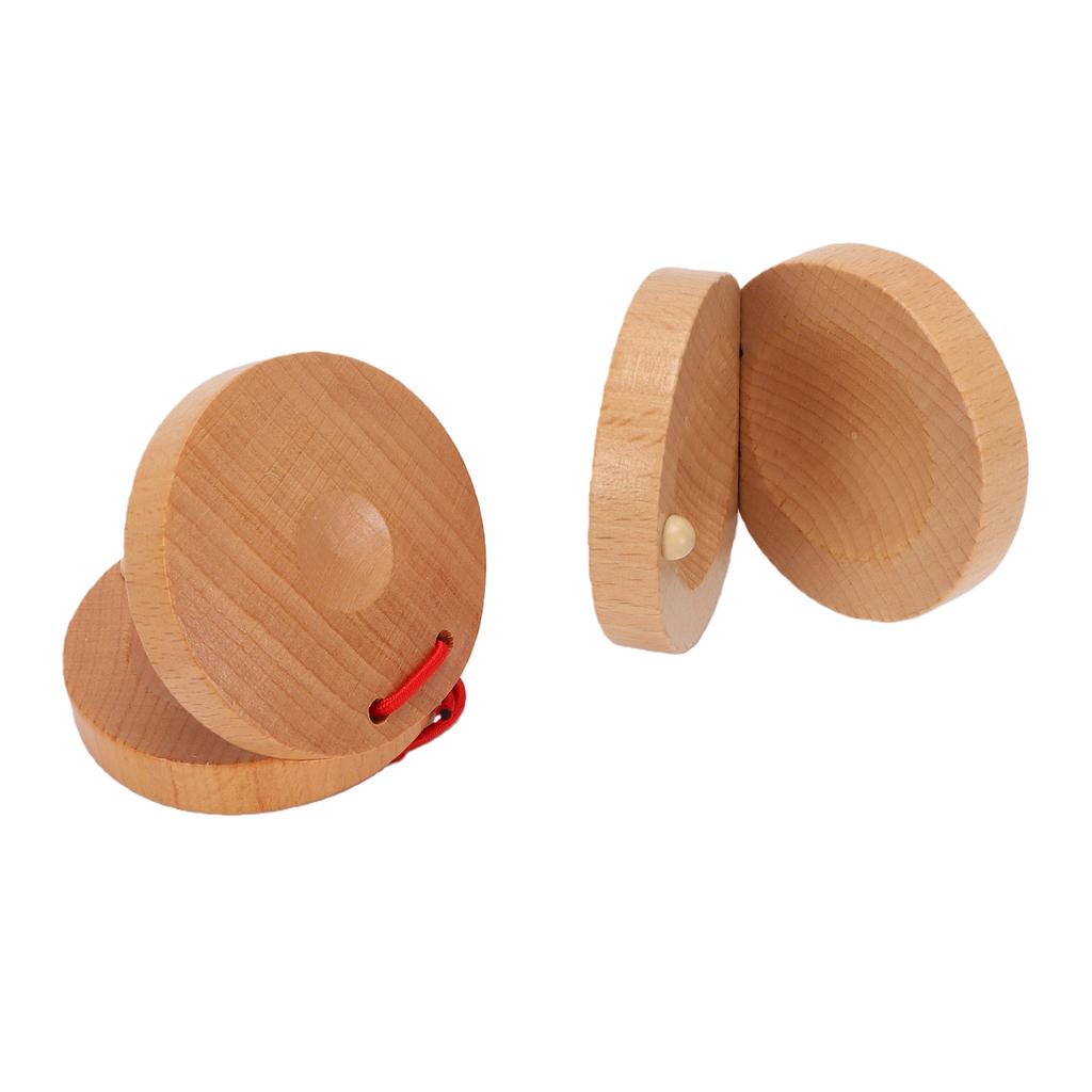 Beech Wood Castanet Orff Percussion Instrument 5.5x5.5cm Wood Hand Finger Castanet For Preschoolers Early Music Education