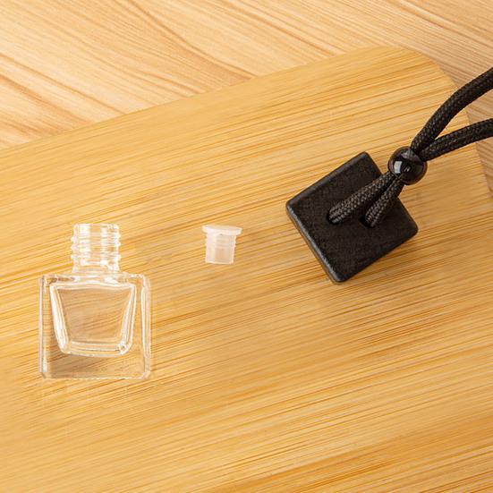 8ML Refillable Perfume Bottle with Wooden Lid Clear Glass Aromatherapy Essential Oil Empty Bottle Rearview Mirror Hanging Fragrance Bottle Home