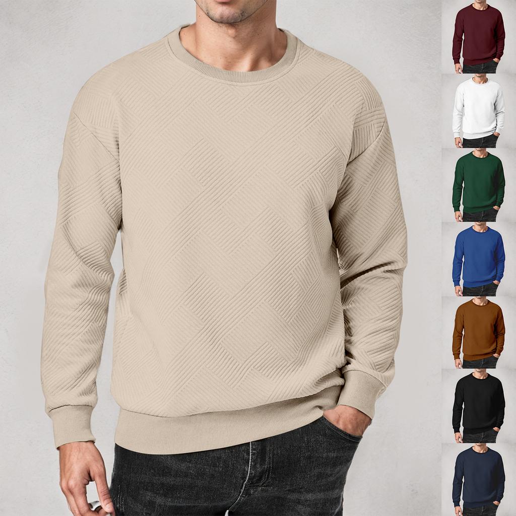 Мужская толстовка с круглым вырезом, повседневная, с длинным рукавом, с геометрическим узором, модная рубашка-пуловер