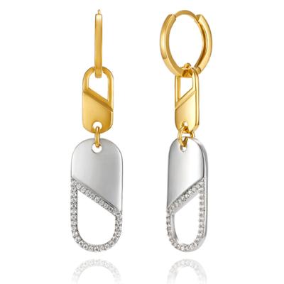 Серьги-капли ELLE Jewelry Urban из комбинированного золота 14 карат с застежкой-щелчком (Золотая булавка) ELGPEE391