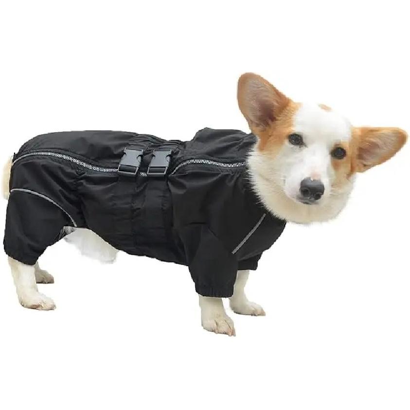 Dogs Waterproof Jacket, Lightweight Reflective Safety Dog Raincoat Windproof Snow-Proof Dog Vest for Corgis Dachshund