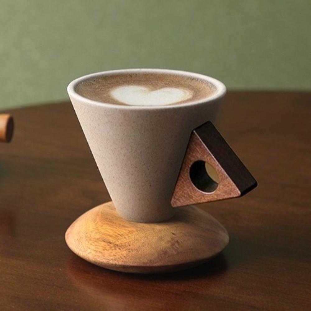 Drinking Cup Vintage Pottery Mug Triangular Cone Stoneware Cup Ceramic Coffee Cup  Travel Use