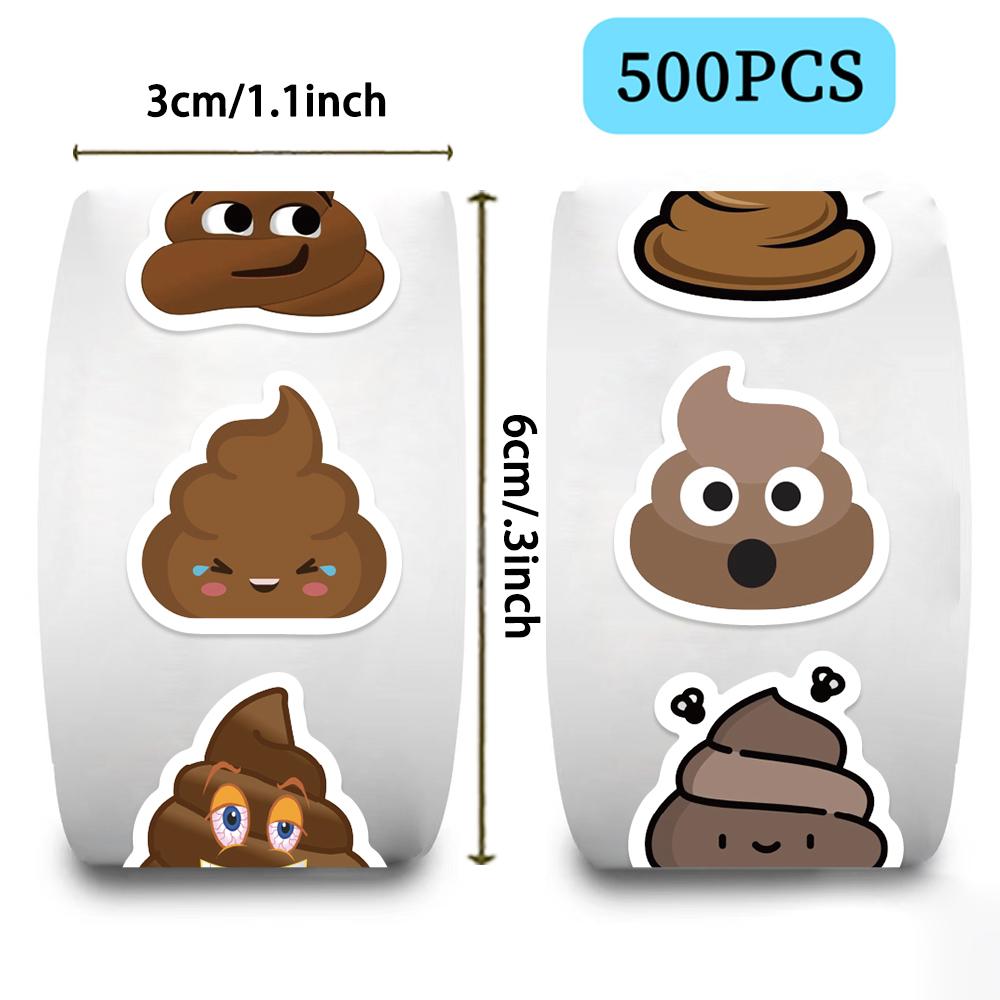 500pcs Funny Poop Stickers Roll Stickers For Scrapbook Journal Laptop Bumper Skateboard Water Bottles Computer