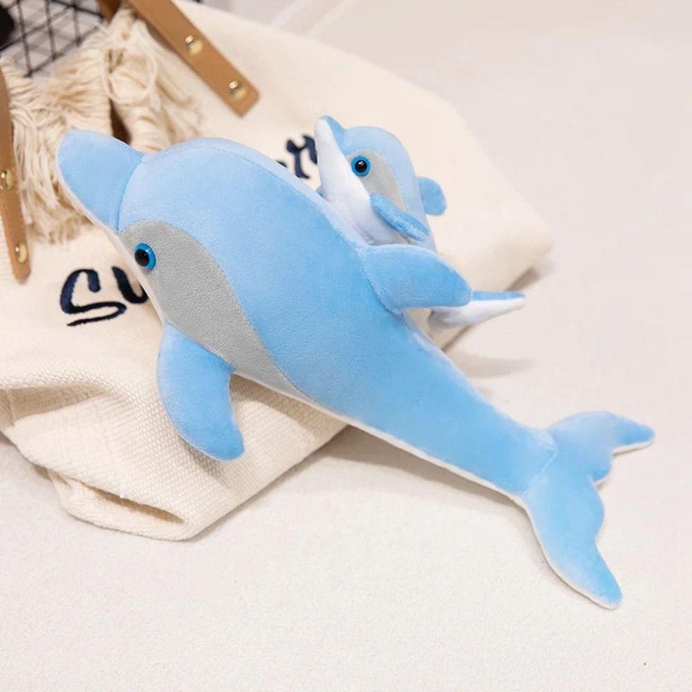 Marine Life Dolphin Mom-Child Stuffed Toys Simulation Dolphin Sofa Pillow  Kids Birthday Christmas