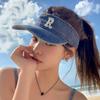 Летняя кепка с буквой R от солнца, джинсовая пустая шляпа-цилиндр, женская шляпа для путешествий на открытом воздухе, солнцезащитная шляпа, закрывающая лицо, универсальная