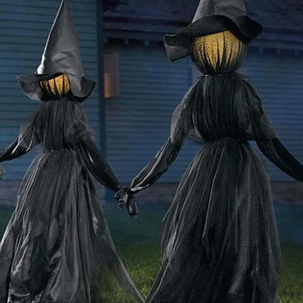 Sensor Party Decor Outdoor Halloween Decorations Screaming Witches Halloween Prop Light-Up Witches