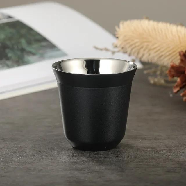 Чашка для эспрессо 80 мл, маленькая винная чашка, нержавеющая сталь, двойная стенка, изолированная кофейная чашка, изолированная капсульная чашка, чашка для напитков, чашка для чая