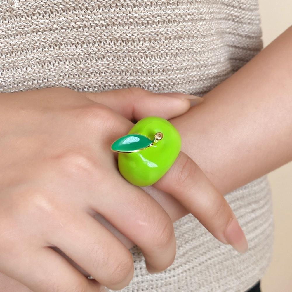 Minimalist Geometric Fruit Ring Colorful Vintage Ring Elegant Enamel Fruit Ring Women
