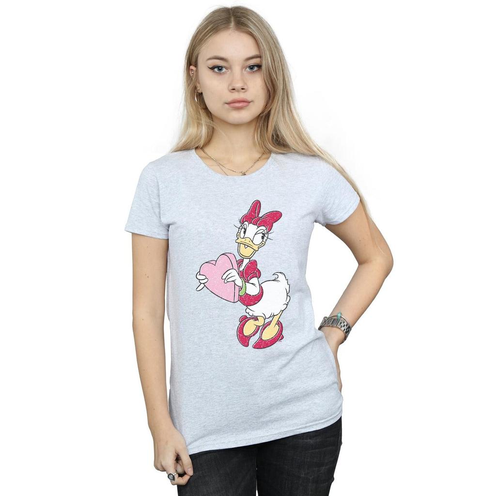 Disney Womens/Ladies Daisy Duck Love Heart Cotton T-Shirt