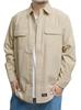 GENUINE DICKIES Men's Corduroy Shirt, Plus Size, Back Logo Embroidered Print, Long Sleeve, Work Shirt, Size 5L, Beige (18)