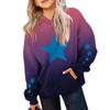 Girls Long Sleeve Printed Gradient Color Children's Hooded Pocket Sweatshirt