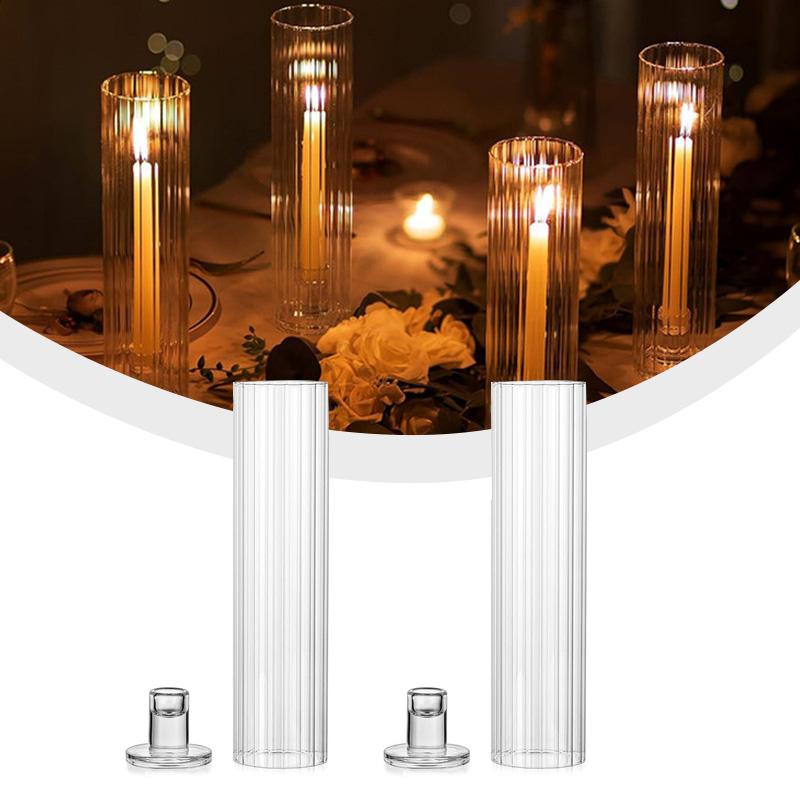 2 шт./набор подсвечников с крышками цилиндра стеклянный цилиндр в форме урагана прозрачный званый ужин вечеринка свадебные украшения