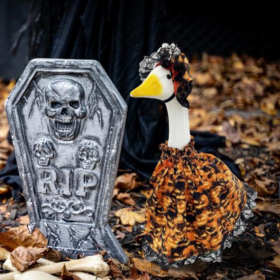 1 комплект нарядов для гуся на крыльце на Хэллоуин, уличный сад, лужайка, двор, статуя гуся, осенний плащ с тыквами, круглая шляпа с кружевом, праздничная одежда для вечеринки