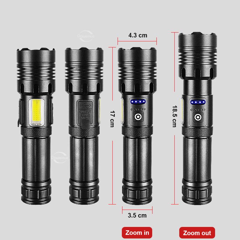 Супер XHP120 Мощный светодиодный фонарик Мощный фонарик Перезаряжаемый фонарик 18650 Usb Лампа для кемпинга