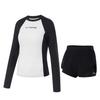 Li Ning Swimming Series Color Block Letter Round Neck Pullover Long Sleeve Two-Piece Swimsuit Women Swimsuit Black Standard-White ASLT074-1