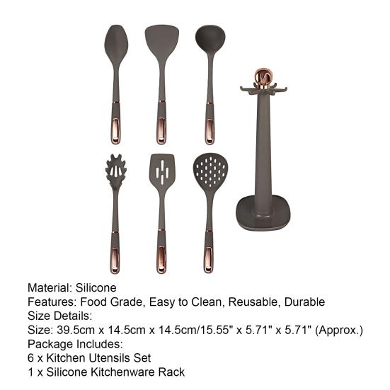 7 шт., набор кухонных принадлежностей с удобной ручкой, подвесной дизайн, полезная силиконовая лопатка для столовой, совок, ложка-фильтр