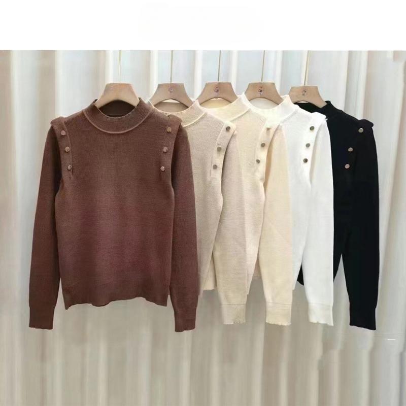 Модный элегантный однотонный вязаный свитер с полувысоким воротом для женщин, осенний повседневный облегающий свитер с длинным рукавом для женщин, топы, зимние теплые базовые трикотажные изделия 24880