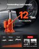 Air Hydraulic Bottle Jack, 12 Ton Max Load Capacity, 265-505 mm Lifting Range, Pneumatic/Manual Heavy Duty Welded Bottle Jack with Hand Pump for SUV,