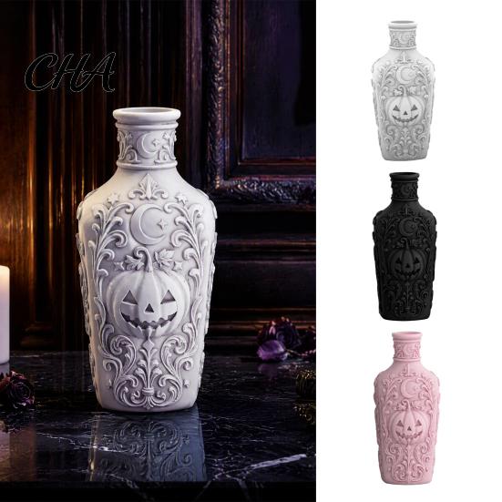 Pumpkin Star Moon Reliefs Halloween Gothic Vase, 3D Printed Embossed Potion Bottle Personalized Gifts Tabletop Ornament, Dry Flower Vase Desktop Decor