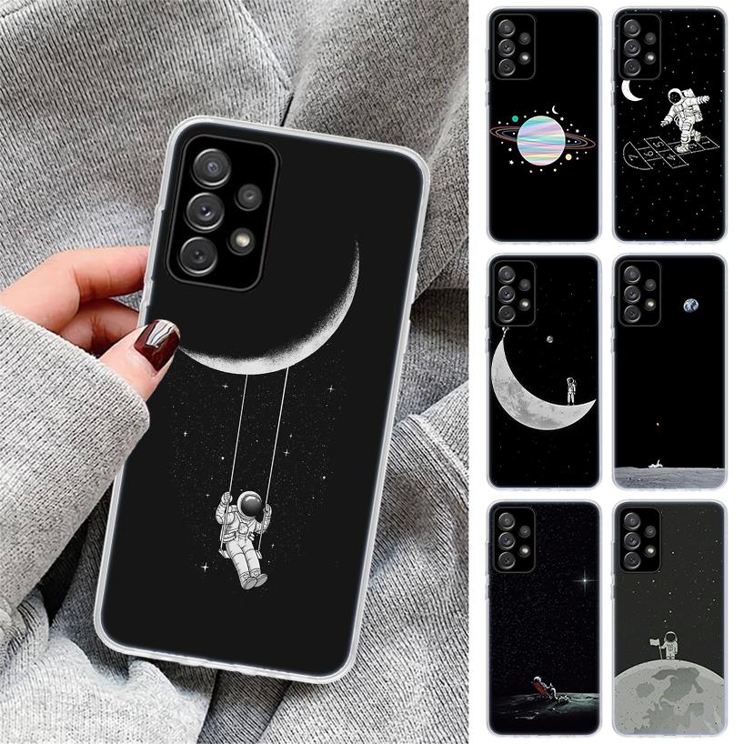 Space Moon Astronaut Phone Case for Samsung Galaxy A17 A16 A15 A14 A13 A57 A56 A55 A54 A53 A37 A36 A35 A34 A33 A26 A25 A24 A23 G