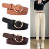 Belt Black Leather Women Premium Decorative Jeans Strap Metal Student Waistband