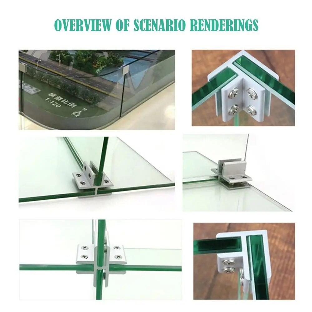 2Pcs L T Type Right Angle Glass Door Hinge Clamp Mirror Clip Shelf Holder Showcase Combination Connecting 6-12mm Glass Fitting