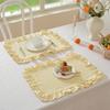 Ruffle Heat-Insulated Mat Stripe Grid Table Mat Washable Coaster  Breakfast