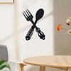 2pcs Black Fork & Spoon Metal Signs – Large Rustic Kitchen Decor, Spoon & Fork Shaped Wall Signs, Elegant Metal Wall Hangings