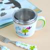 Cool Dino Non-slip Stainless Steel Lid Cup Mug Set Daycare Children's Training Supplies Water Cup Dinosaur One-Handed, 1 Piece