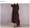 2025 Весна/Осень Ретро Вельветовое Свободное Платье с Длинным Рукавом Однотонное