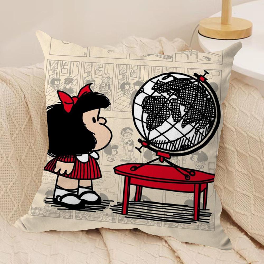 Cartoon MMafalda Cushion Cover Soft Plush DoubleSided Printed Sofa Pillow Cushion Cover  Cozy AllSeason Durable Decor Gift